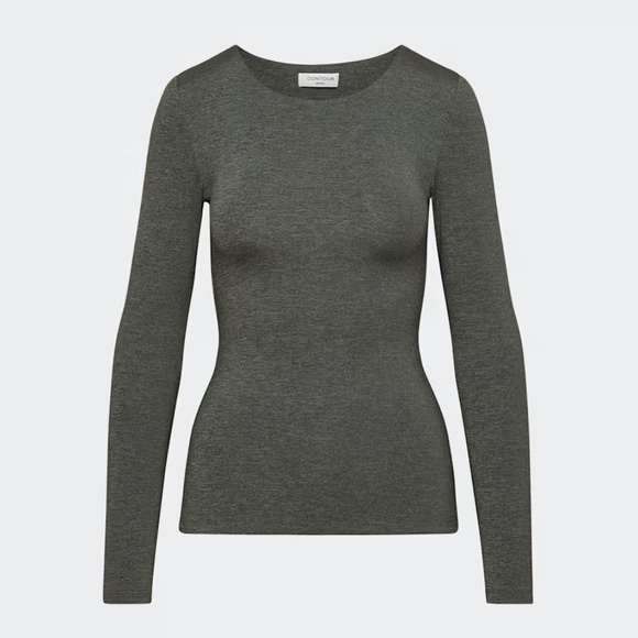 [NWT] Aritzia Contour Crew Hip Long-Sleeve Heather Charcoal Gray - Sz S - Picture 1 of 16